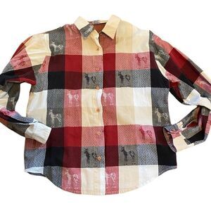VINTAGE 90’s Adobe Rose Western Horse Print Cotton Button Down L